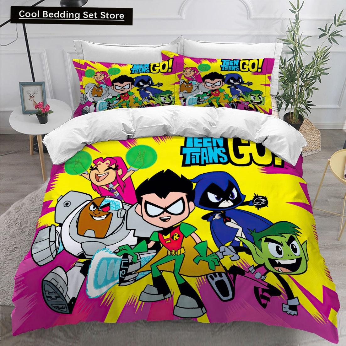 

Комплект постельного белья Teen Titans Go Single Twin Full Queen King Size Anime Bed Set Aldult Kid Bedroom Duvetcover Sets 3D Print 014 135x200cm