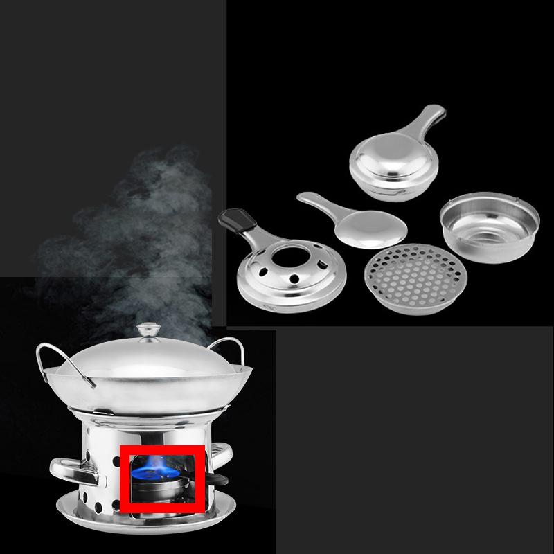 1 Uds. Estufa de Alcohol de acero inoxidable, herramientas de Camping, estufa de cocina para té, Mini estufa para exteriores, estufa de Alcohol sólido a prueba de viento