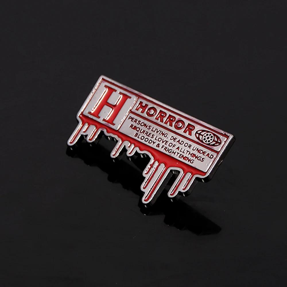 Halloween H HORROR Letters Enamel Pins Brooch Metal Badge Lapel Pins For Men Women Clothes Backpack Jacket Accessories Jewelry