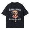 Italian Brainrot Bombardiro Crocodilo Vintage Washed Tshirts Crocodile Plane Bomber Funny Meme Tshirt Man Fashion Streetwear