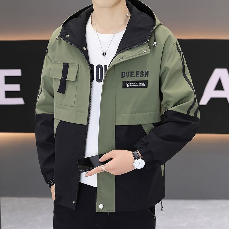 2025 Весна и Осень Новинки Молодежная Тренд Куртка с Капюшоном в Цветовой Блок Персонализированная Осенний Тонкий Высококачественный Топ