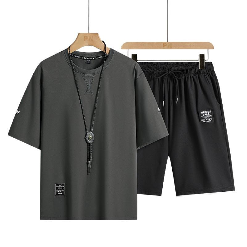 Men's Plus Size Casual Summer Set: Cotton Thin Short-Sleeve T-shirt & Shorts Sportswear