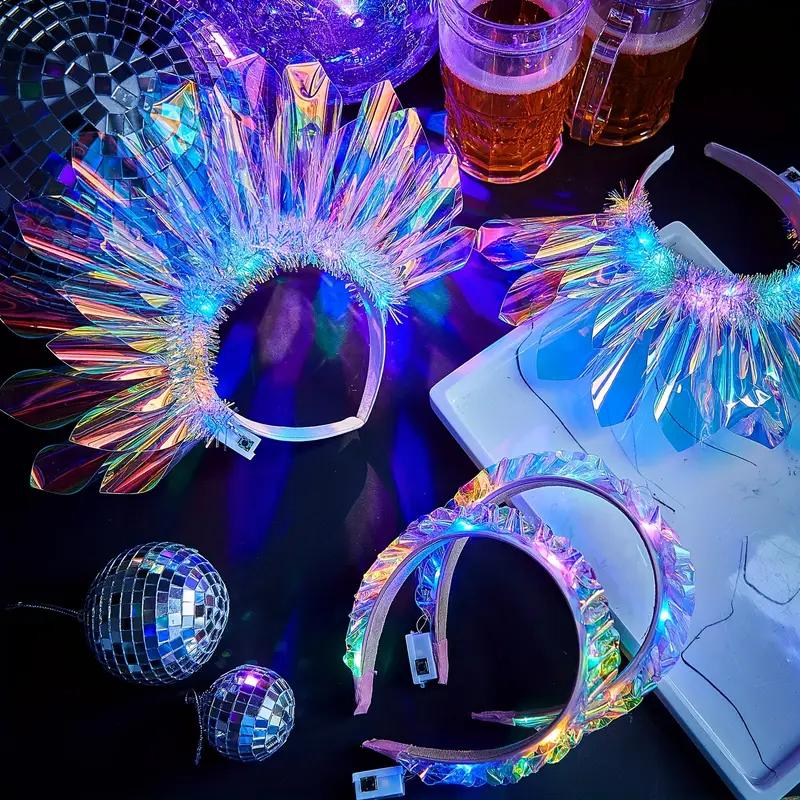 Glowing Laser Headband Light Up Hair Hoop Colorful LED Party Accessories for Halloween Christmas Stage Show Decoration Gift