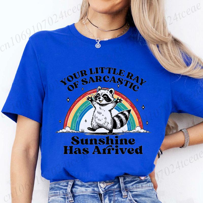 Your Little Ray of Sarcastic Sunshine Has Arrived Raccoon Shirt,Sarcastic Raccoon Women's T-Shirts,summer Fashion Tee T-Shirts