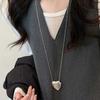 Fashion Niche Designer Engraved Love Small Bag Metal Messenger Bag Long Chain Dual-Purpose Stackable Necklace Women