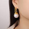 Black Beads Pendant Earrings For Women Stainless Steel Gold Plated Earrings Women's Imitation Pearl Earring Luxury Woman Jewelry