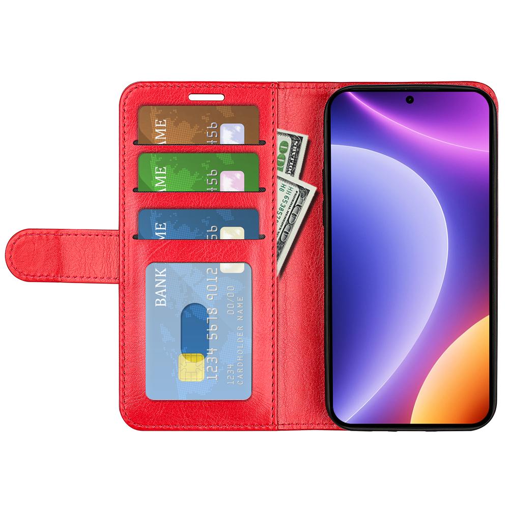 

For Xiaomi Redmi Note 12 Turbo/Poco F5 5G PU Leather Phone Cover Crazy Horse Texture Wallet Stand Case Red