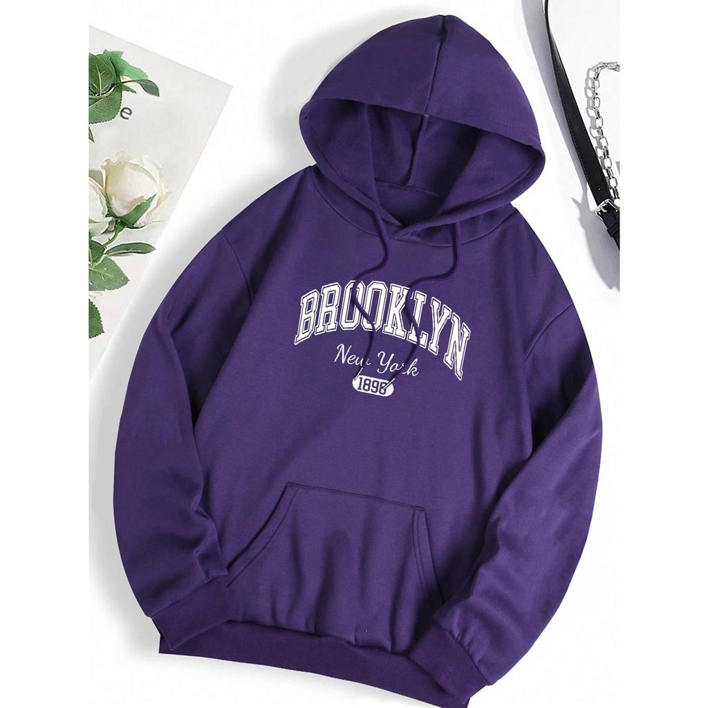 Brooklyn New York 1898 Stadt Buchstaben Herren Damen Sweatshirt Mode Rundhals Kapuzenpullover Kleidung Lässig Paar Kapuzenpulli
