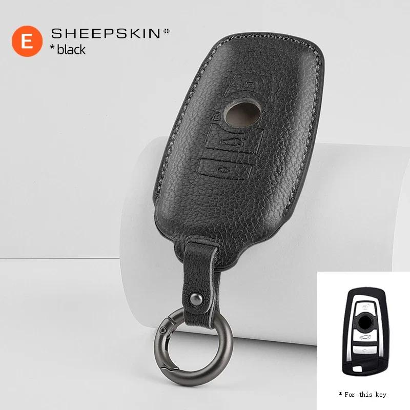 Interior Mouldings Sheepskin Car Key Case Bag For BMW 1 5 6 7 Series G20 G30 G11 G01 G02 F15 F16 F48 X1 X4 X5 X6 X7 Keychain Acc