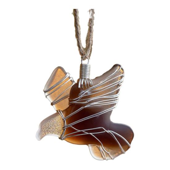 Sea Glass Bird Ornaments Handmade Ocean Style Hummingbird Bluebird Hanging Decoration Sea Glass Art Keepsake for Coastal Xmas Tree Decor