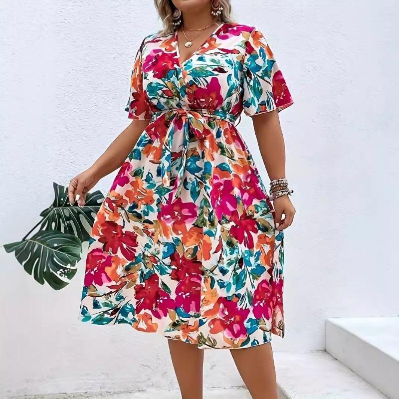 Sommarklänning för kvinnor med tryck