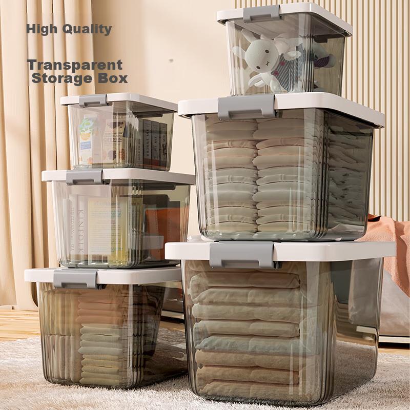 Jiadu Transparent Storage Box for Home And Car Use, Large Plastic Container for Clothes, Toys, And Organizatio