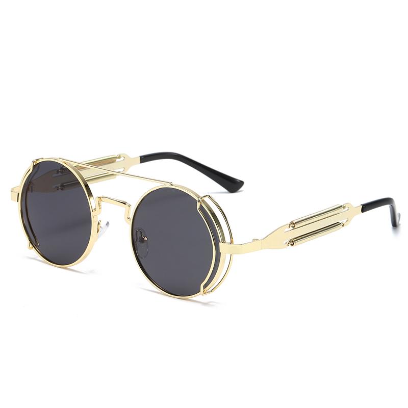 Punk Steampunk Sunglasses Retro Men's Brand Designer Round Punk Eyewear Gothic Style Products Women UV400 Sunglasses