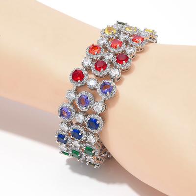 Pulseira Zircônia Colorida Moda Europeia e Americana Cheia de Diamantes Céu Brilhante Cheio de Estrelas Tesouro Colorido