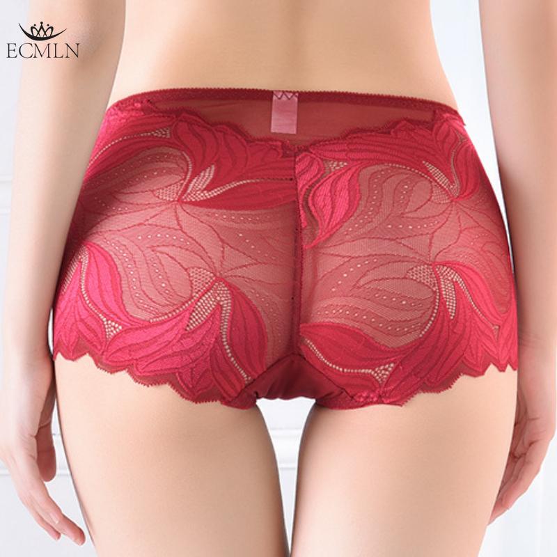 Women's Large Size Mid-waist Underwear Seamless Sexy Lace Panties for Women Pure Cotton Crotch Transparent Ladies Briefs Underpants Knickers