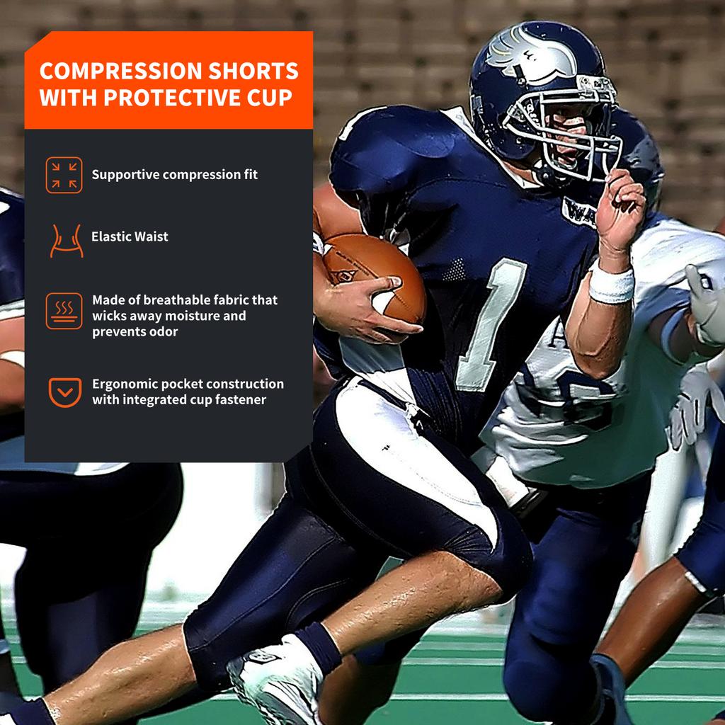 VEPAUS Boys Compression Shorts with Protective Bio-Flex Cup, Moisture Wicking Vented Protection for Baseball, Youth Size