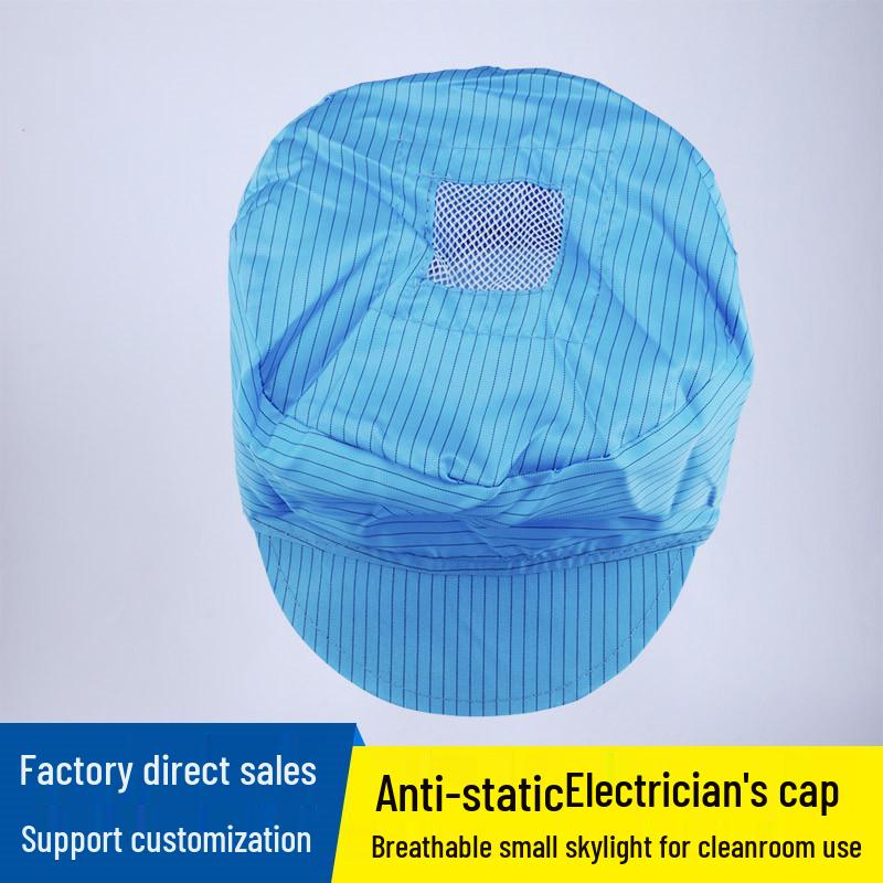 

Unisex Anti-static Work Cap - Blue/White for Cleanroom and Food Industry Navy Blue