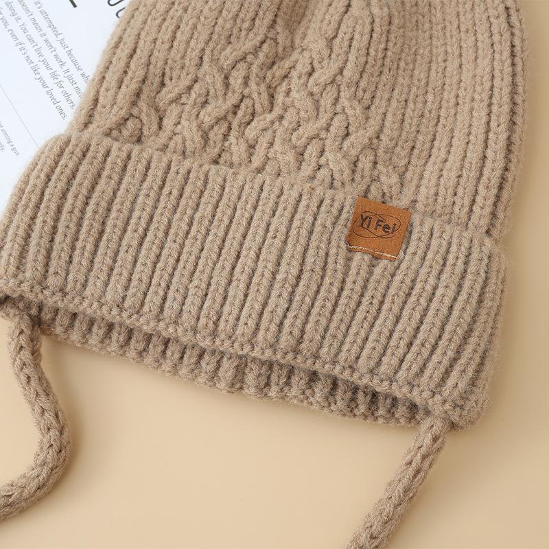 Retro Leather Knitted Hat Big Head Fence Wool Hat FallSeason and ColdSeason Outside DailyWear Warm Hat Korean Versatile Hat