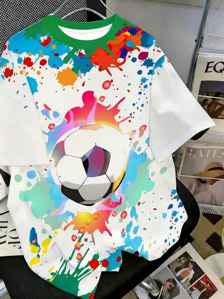 Pigment Pattern T-Shirt for Kids Colorful 3D Printed T-Shirts Summer Casual Streetwear Loose Tops Round Neck Short Sleeve Tees