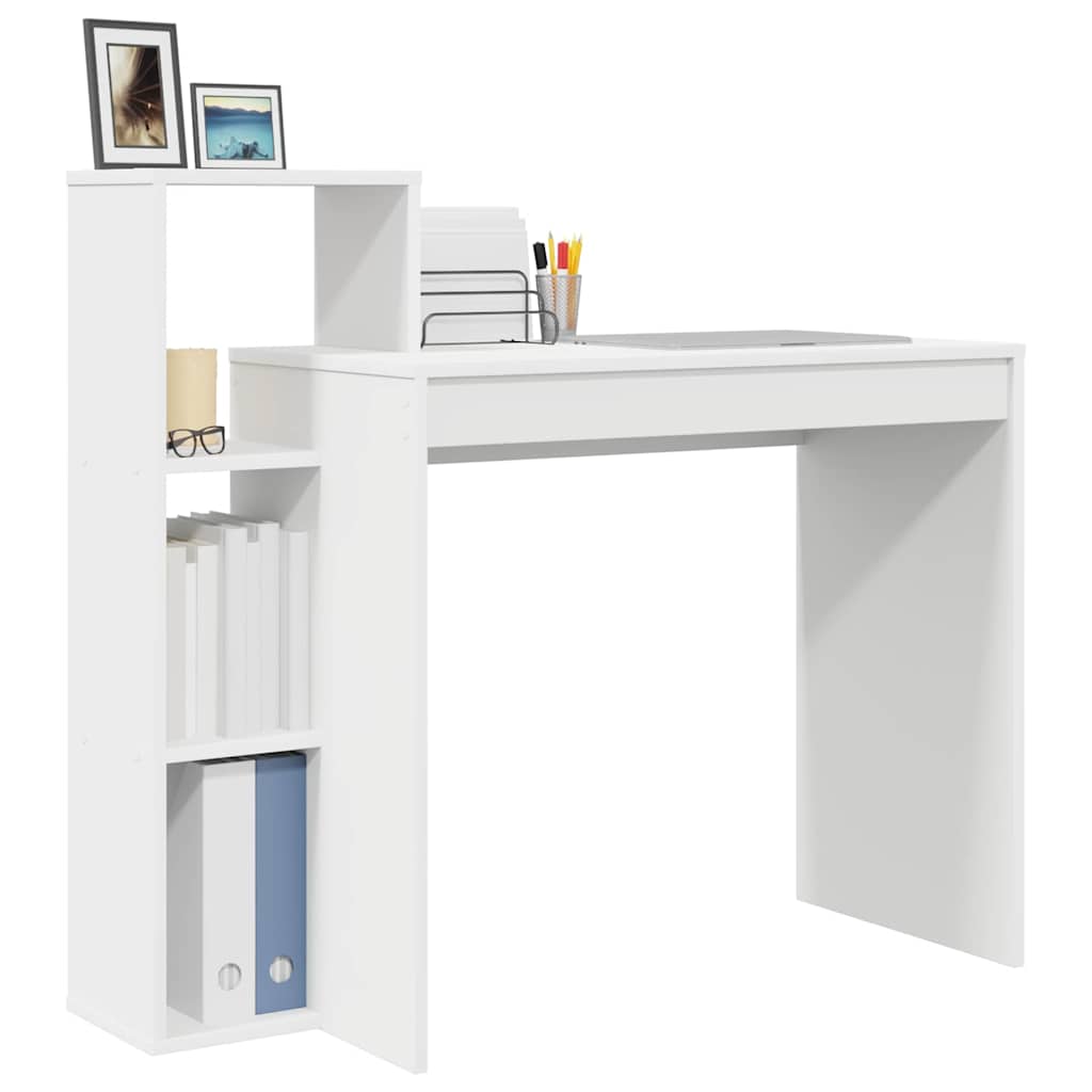 Weißer Schreibtisch mit Regal 100 x 40 x 90 cm Holzwerkstoff