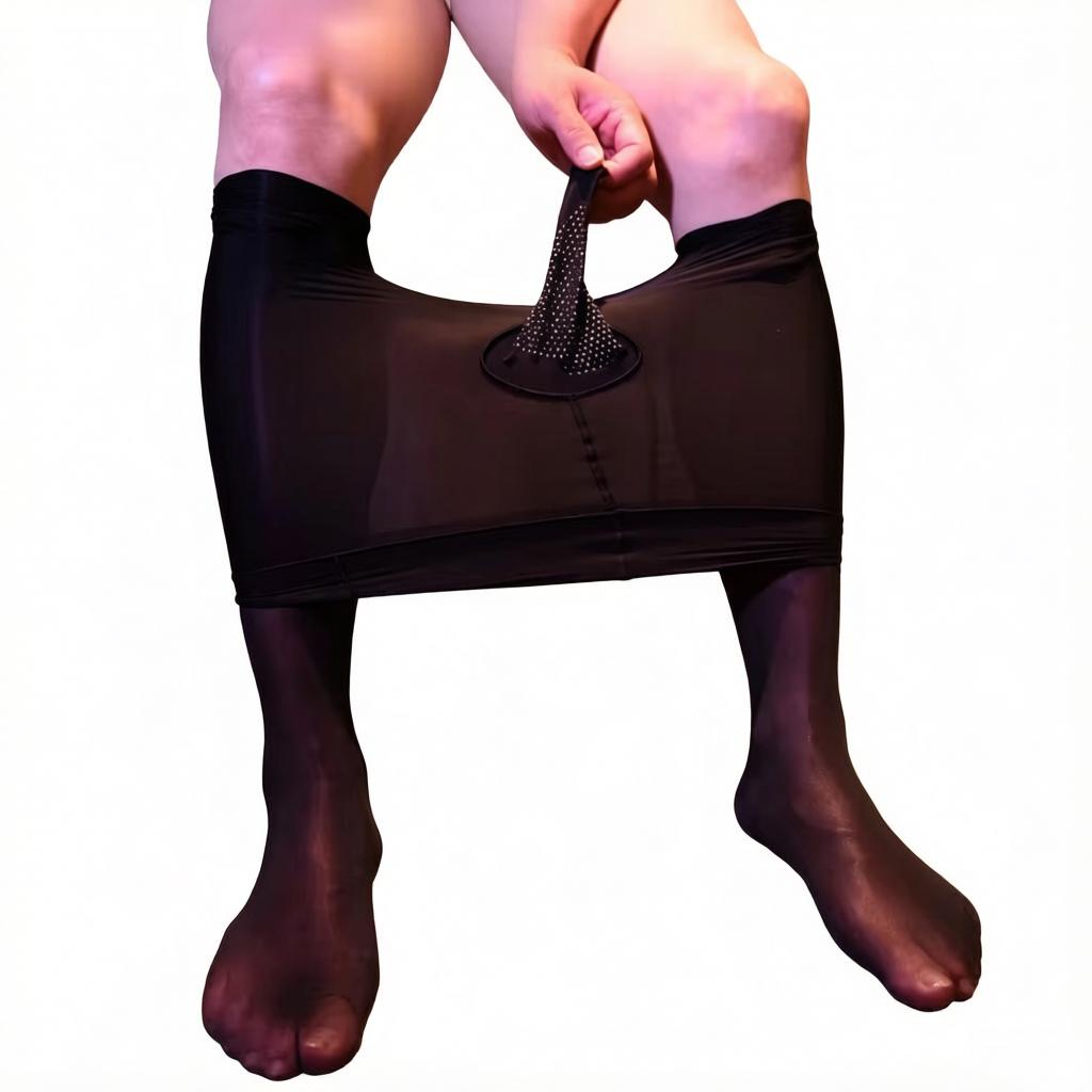 Men'S Penis Sleeve Stockings Nine Points Glossy Tight Base Sexy Ultra-Thin Silicone Bare Leg Massage Grain Glossy Function