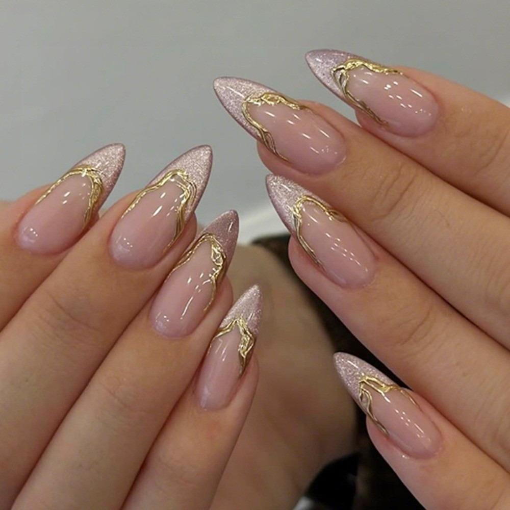 24 Stück Abnehmbare Press-on-Nägel Vollabdeckung Falscher Nagel Neue Nagelspitzen Damen