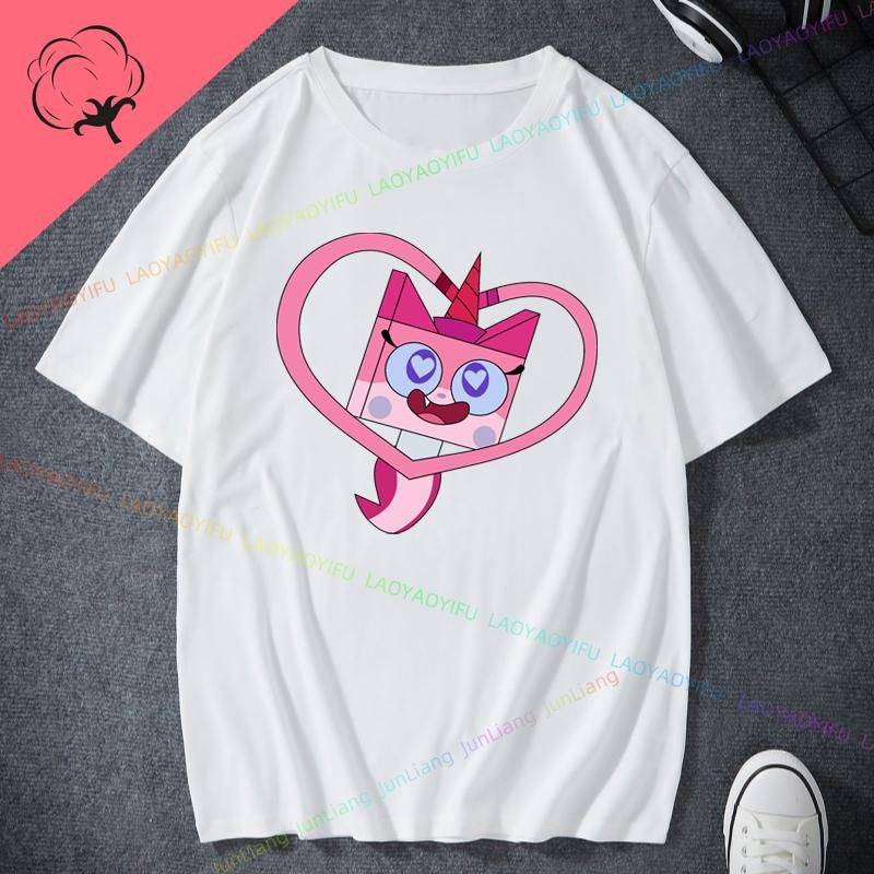 Unikitty Cat Print Funny Tee Shirt Cute 90s  Funny Tee Man Womens 100 Cotton Short Sleeves Couple Birthday Gift Party Shirt
