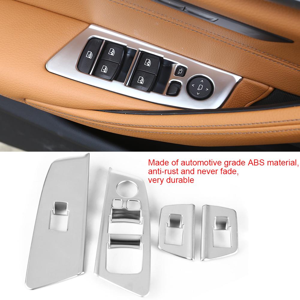 4pcs Car Window Switch Lift Button Frame Cover Trim for BMW 5 Series G30 2017 2018
