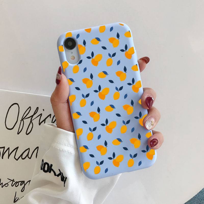 Summer green leaves fruit lemon peach pomegranate grape Phone Case for iphone 13 11 12 mini pro max 7 8 plus 6 6s x xs max xr
