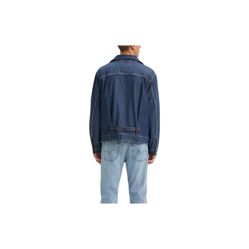 Levis Vypraná džínová bunda s jedním knoflíkem a dlouhým rukávem Pánské bundy Námořnická modrá A3174-0001