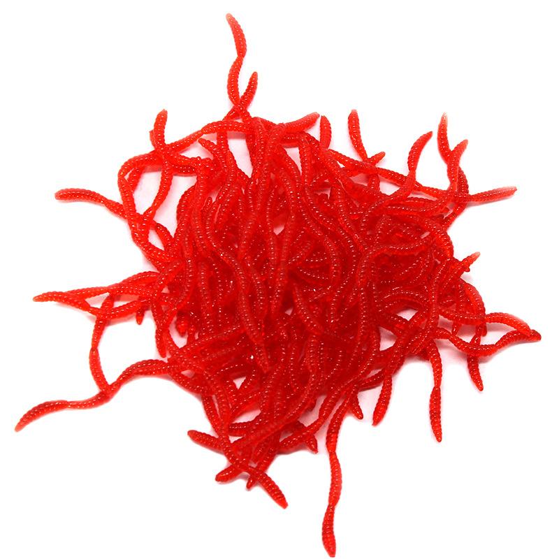 10/50pcs Four Section Earthworm Bait Lure 6cm Red Soft Worm with Fishy Smell Offshore Angling Simulation Soft Bait Ornaments