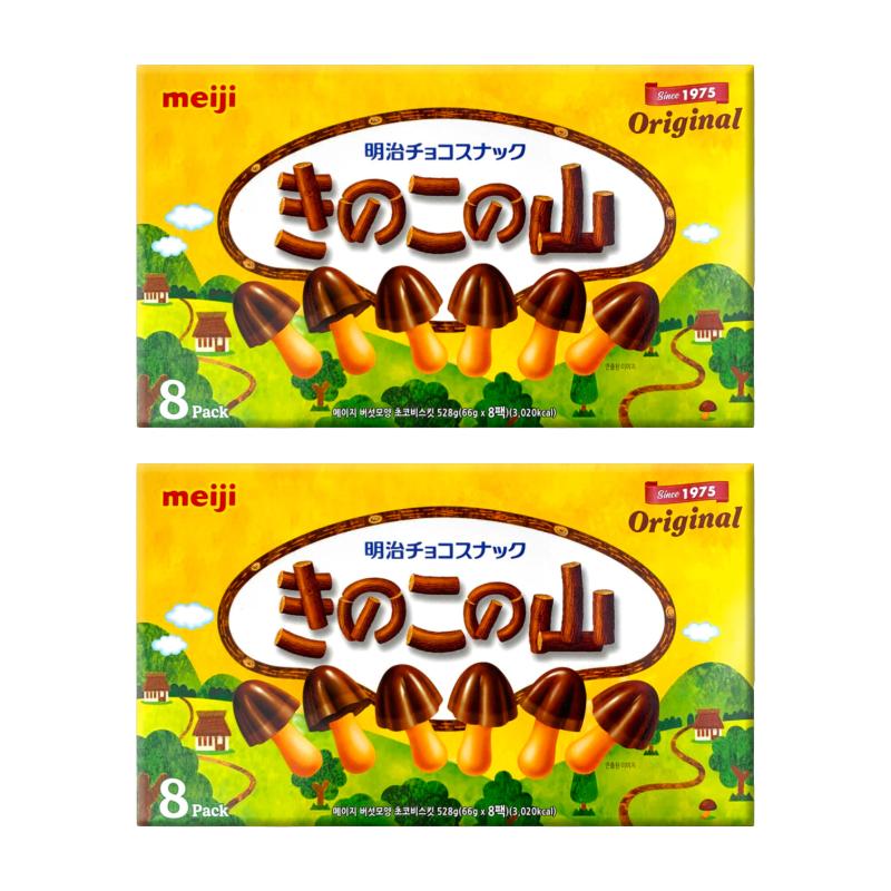 MEIJI Шоколадное печенье Kinoko no Yama (8 шт.) (2 варианта) # 2Boxes (66g x 16Packs)