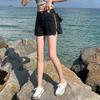 Youthful Comfortable Skinny Fashionable and Versatile Thin Section Denim Shorts Women Summer Side Zipper Straight High Waist A Letter Wide Leg Pants