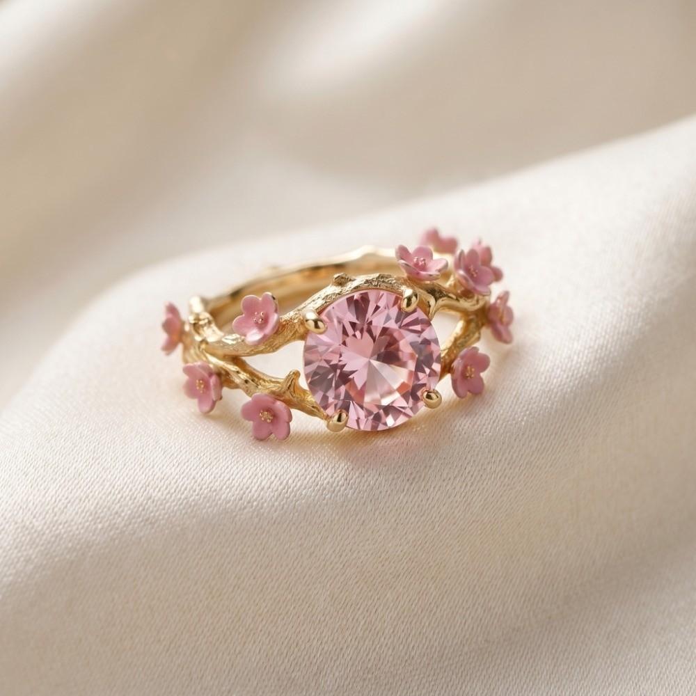 Eleganter Blüte Kristall Ring Licht Luxus Finger Schmuck Süßer Strass Ring Mädchen