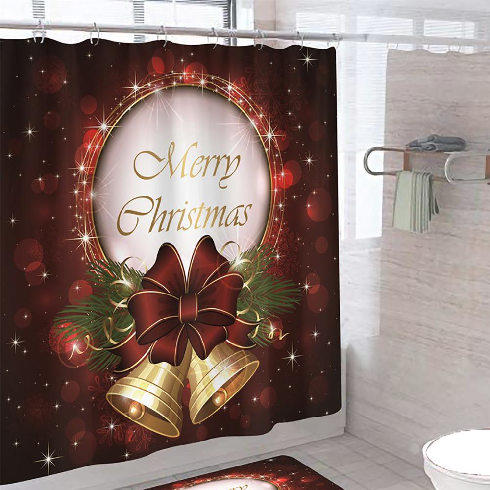 1x Christmas Shower Curtain Bathroom 180*180cm Christmas Shower Room Decorations