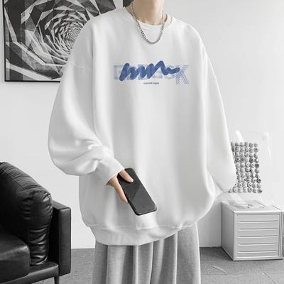 Round Neck Sweatshirt Men's Spring and Autumn New Heavyweight Hooded Top Men's American Trendy Brand Casual Large Size Jacket for Men