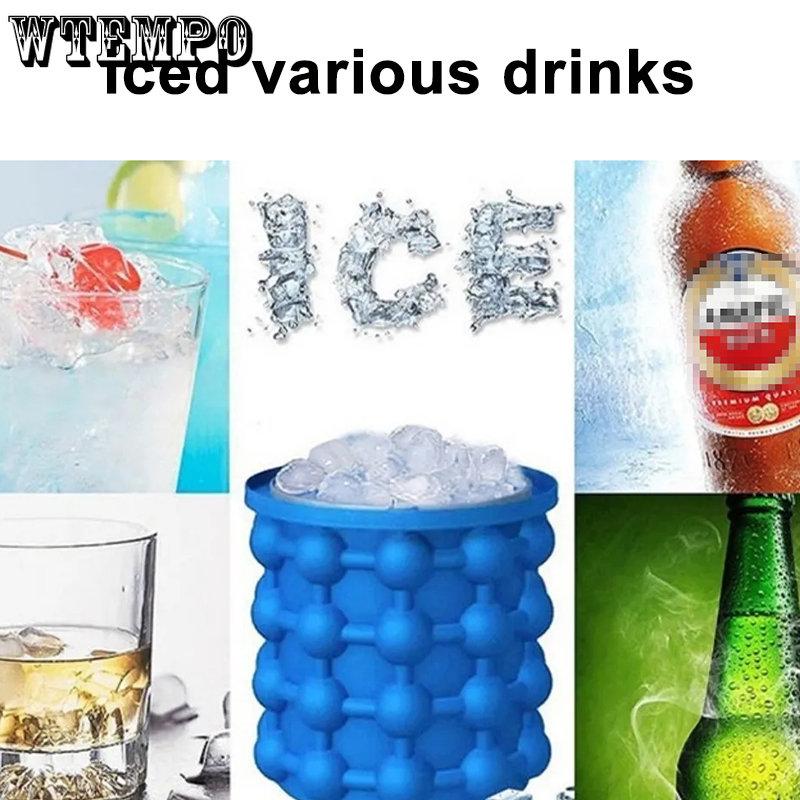 WTEMPO Secchiello per ghiaccio in silicone piccolo, per la casa, per l'esterno, portatile, per il ghiaccio, per il bar, per il ghiaccio, refrigerato, in silicone, con coperchio