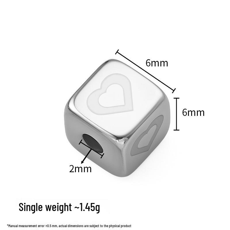 6mm Polished Stainless Steel Heart Beads with Colorfast Finish for DIY Jewelry Making