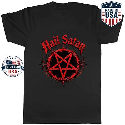 Hail Satan Pentagram Graphic T-Shirt Occult Dark Symbol