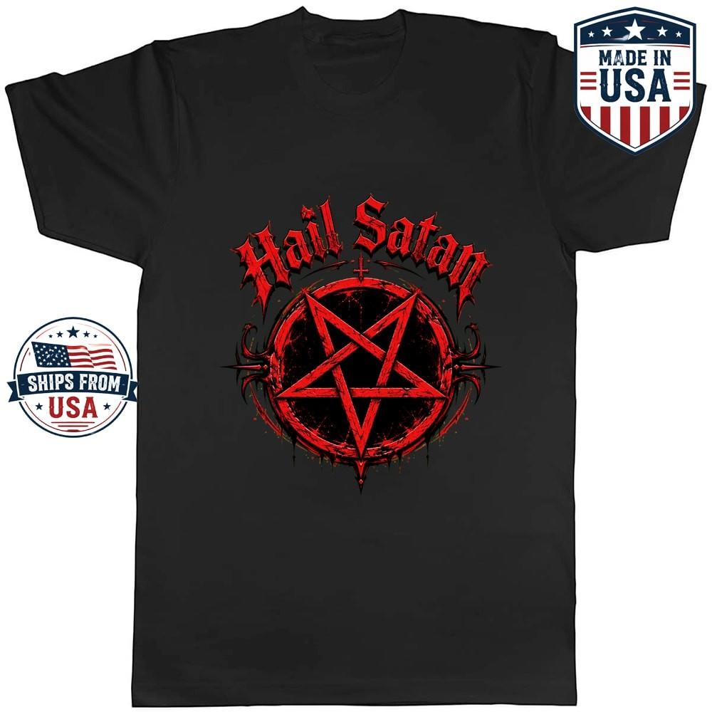 Hail Satan Pentagram Grafik T-Shirt Okkultes Dunkles Symbol