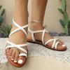 Europe and the United States 20252025 new flat-bottomed sandals Roman cross-woven women's sandals
