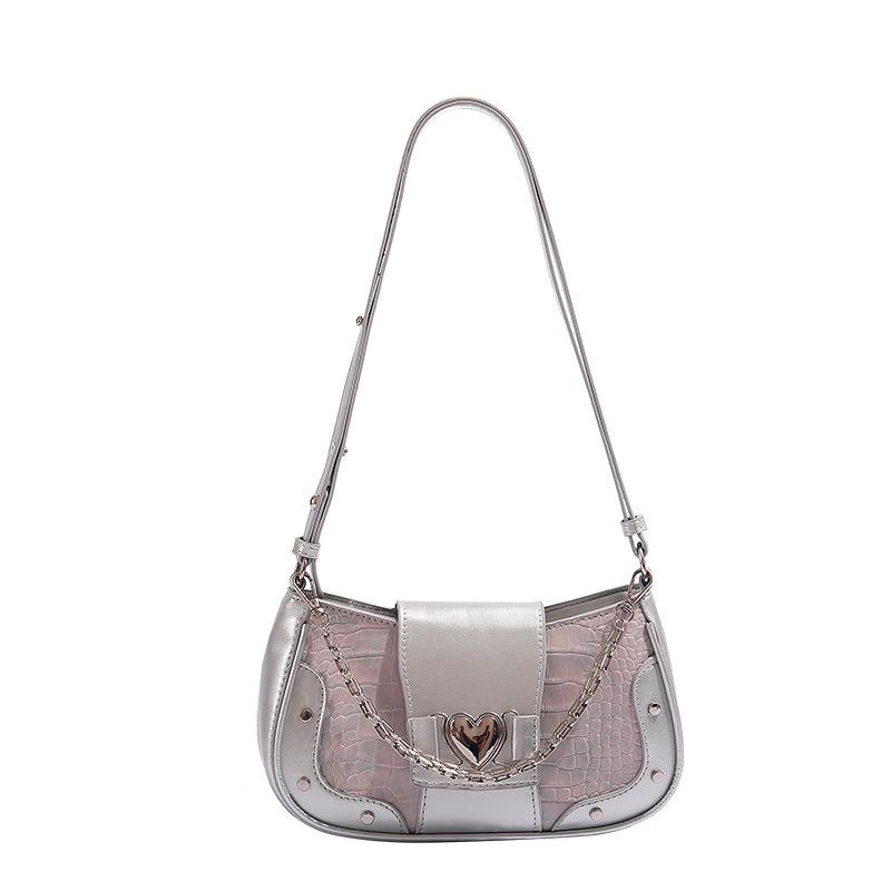2024 Chic Crocodile Pattern Crossbody Bag - Versatile Shoulder, Handheld, Underarm Bag with Fashionable Chain Detailing for Spicy Style Enthusiasts.