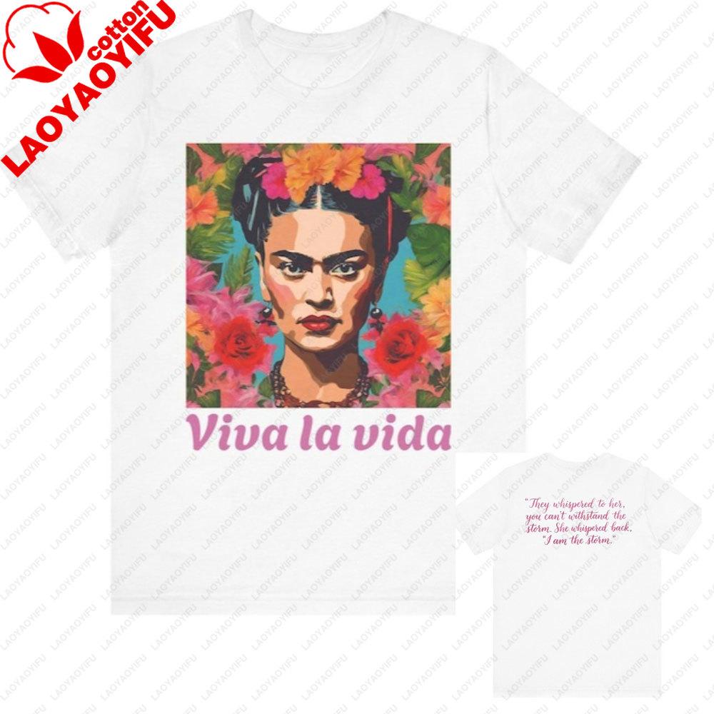 Viva La Vida Frida Kahlo T-Shirt Empower Women Inspiriert in Frida Khalo Shirt Harajuku Oversized T-Shirt Grafik T-Shirts Vintage Oberteile S
