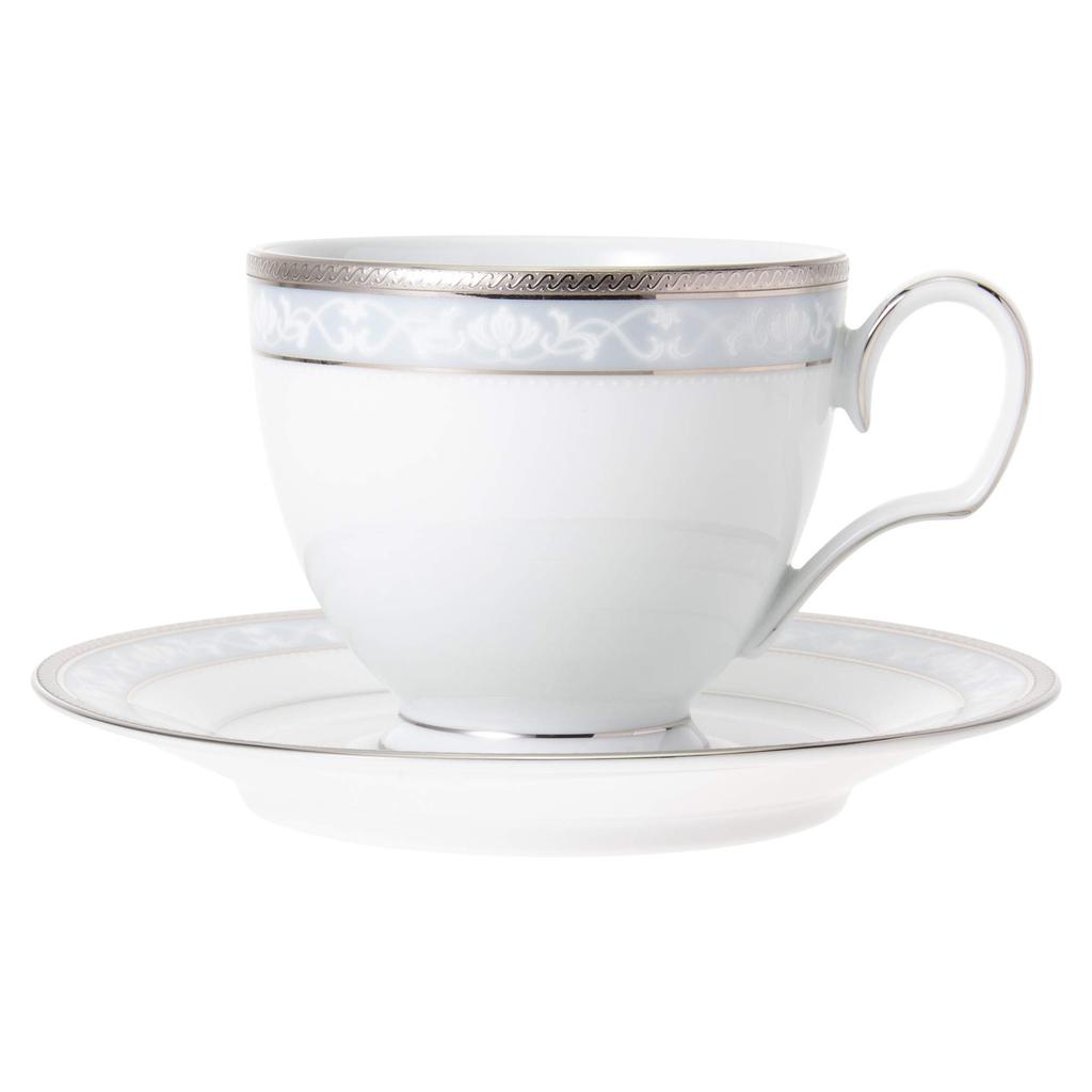 Noritake Cup & Saucer Set (Coffee & Tea), 250cc, Hampshire Platinum, 5-piece set, Fine Porcelain, F91988/4336