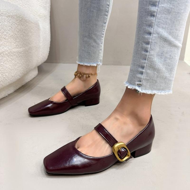 Fashion 2025 New Size INS Brand Women Ballet Flats Shoes Soft Real Leather Pumps Shoes for Woman Strap Wedding T-Strap Heel Shoes