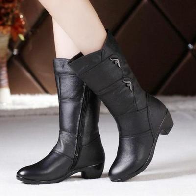 Autumn Women's Long Boots Are Simple Comfortable Slip Resistant Wear-resistant with Thick Heels High Heels