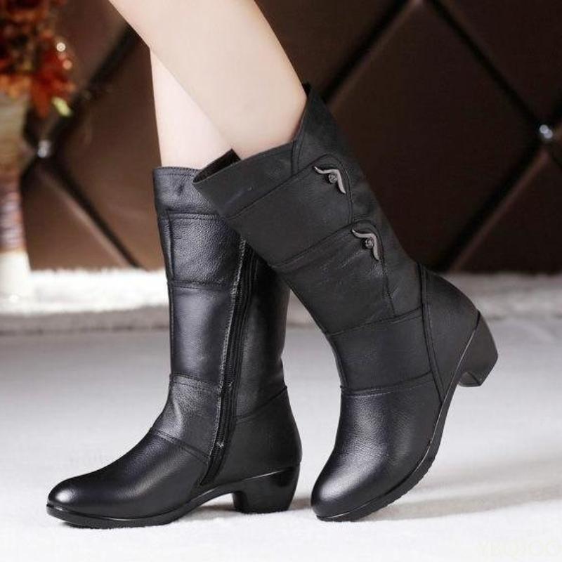 Autumn women's long boots are simple comfortable slip resistant wear-resistant with thick heels  high heels