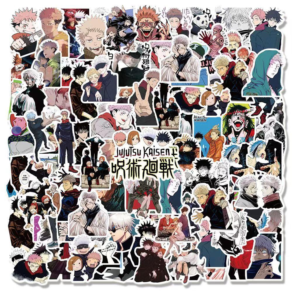 Jujutsu Kaisen Color Stickers, 100 Sheets(not Repeated), Waterproof & Sunscreen