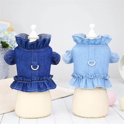Small and Medium-sized Pet Cute Thin Denim Chest Back Cat Dog Clothing In Spring and Summer