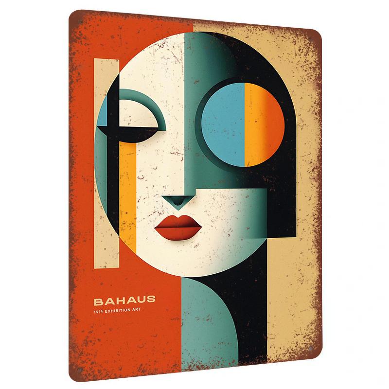 

Bauhaus Exhibition Art Abstract Portrait Metal Wall Decor Modern Geometric Home Decorative Painting 20x30cm（7.8x11.8inch）
